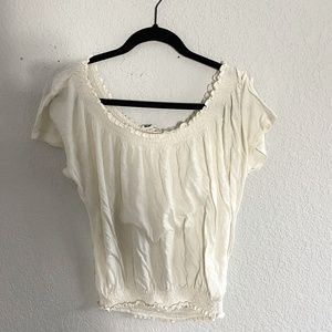 White off the shoulder ruffle top